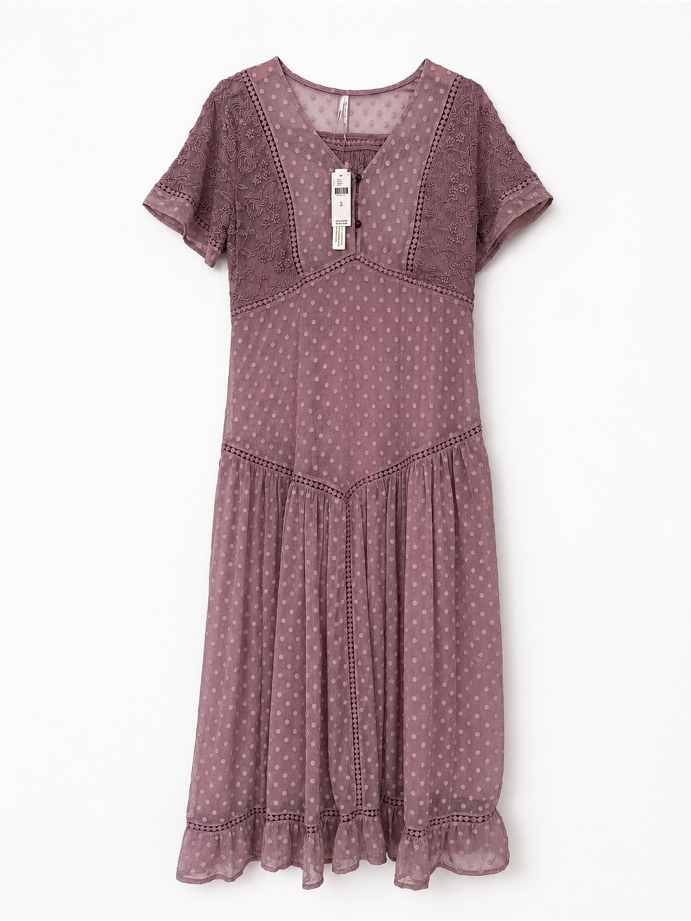 NWT Anthropologie Knightly Lilac/Mauve Maxi Embroidered Dress - Picture 5 of 5
